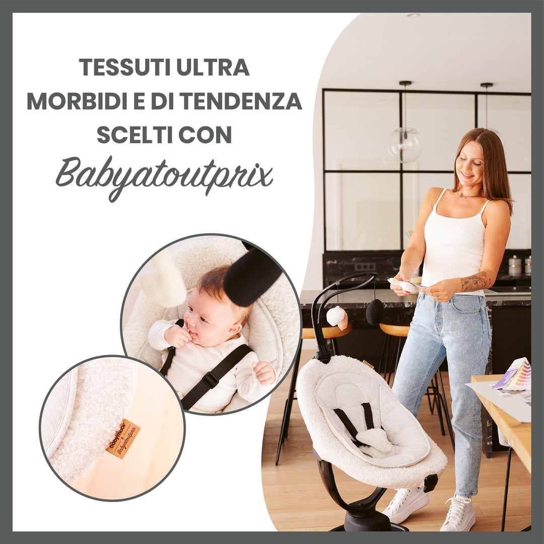Altalena Elettrica Babymoov Swoon Motion 3 In 1 - Dondolo Per Neonati, Bianco/Grigio, Con Modalità Oscillazione - Foto 4